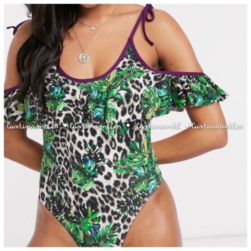 Dorina Koani cold shoulder animal jungle print swimsuit